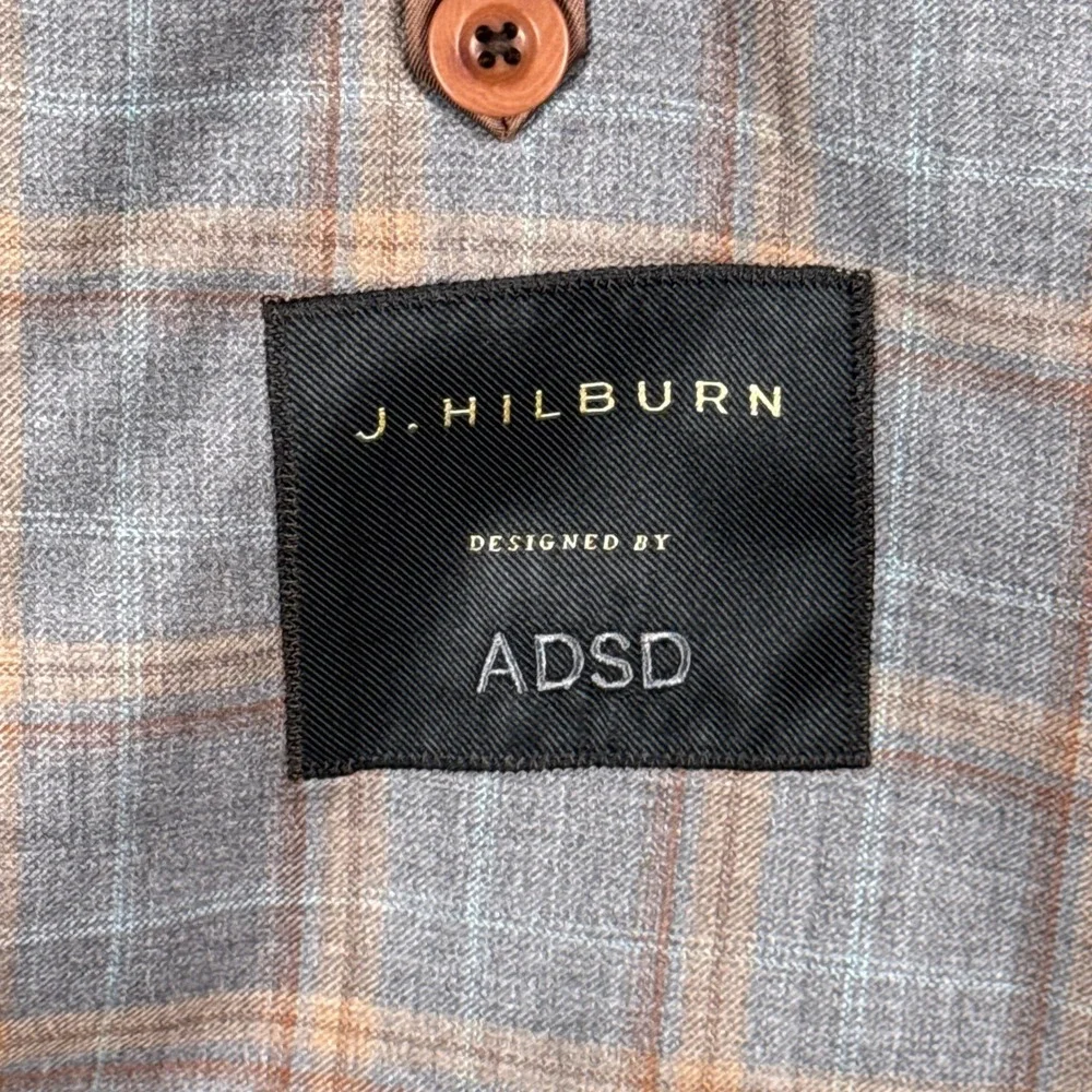 J Hilburn Sport Coat Mens 42S Windowpane Plaid Reda Italian Wool Unstructured